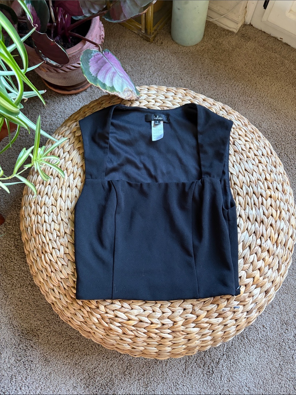 Lulu's Black Square Neck Sleeveless dress top